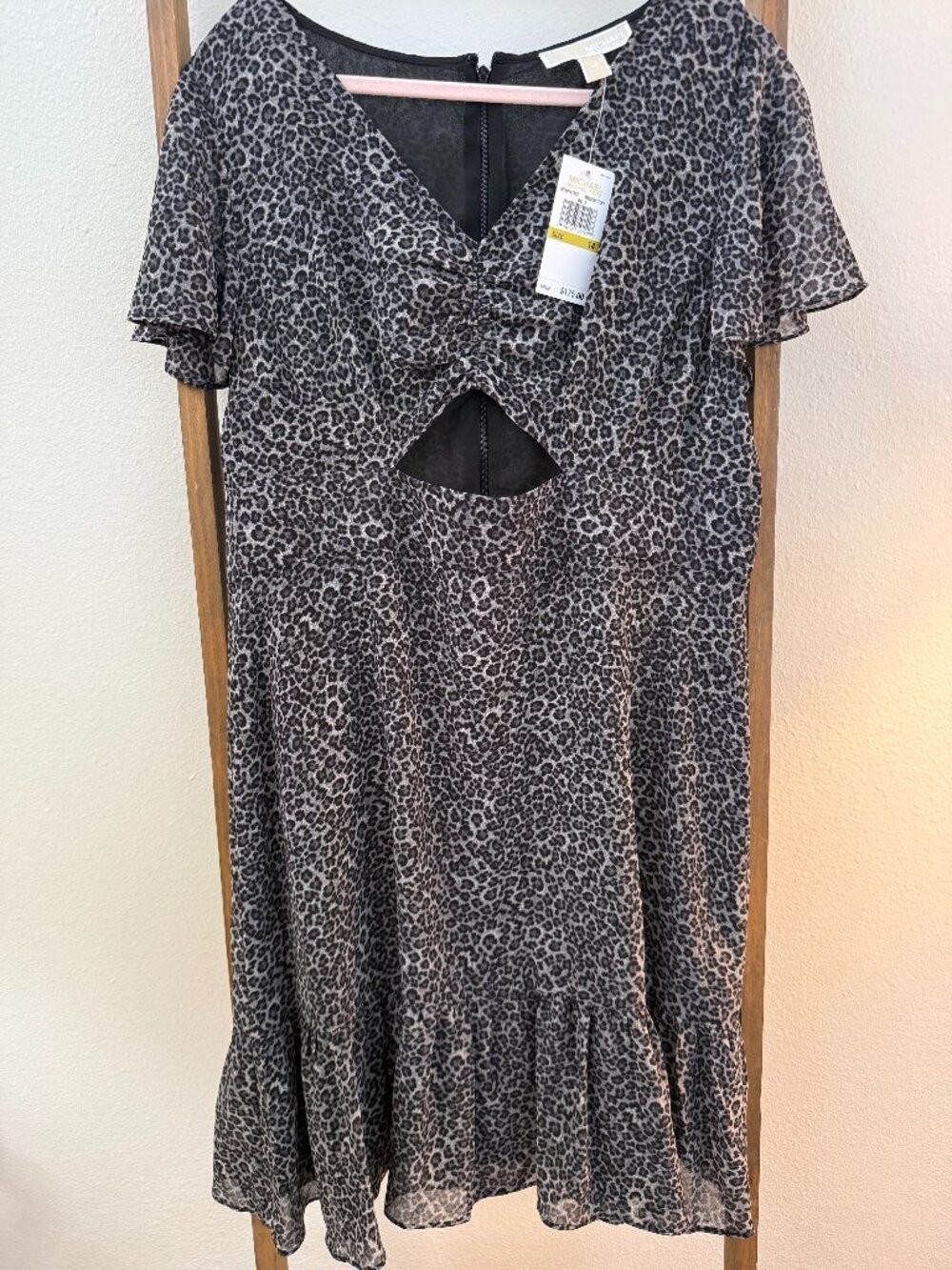 Luxury Grey Cheetah Print Michael KORS Dress Size 14 - NEW w/ Tags WAS $175